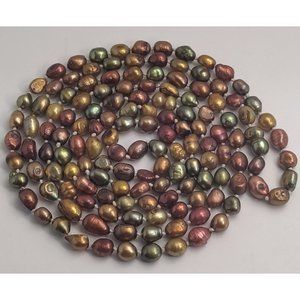 60"  Estate Continuous Strand Fall Colored 7.5mm Cultured Pearl Necklace